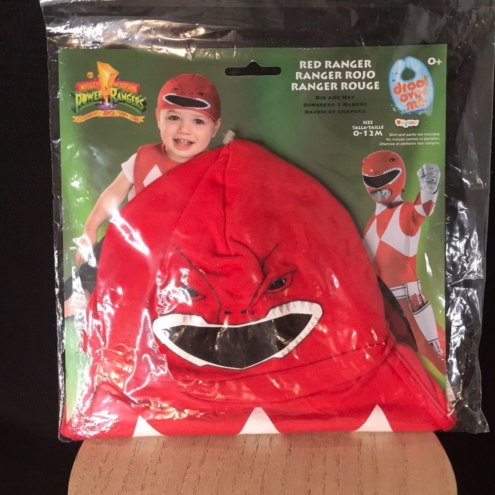 Disguise Mighty Morphin Power Rangers 0-12M Red Ranger Bib Hat Set